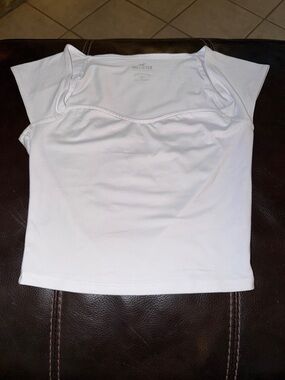 Hollister White Square Neck Cap Sleeve Crop Top